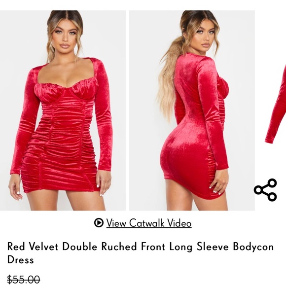 Pretty little thing velvet red dress 8 - Picture 3 of 3